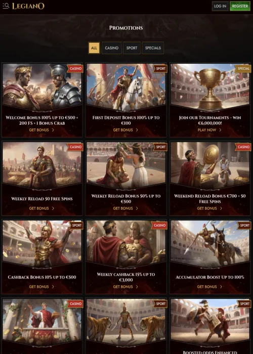 Promotions récompenses exclusives classe Legiano Casino